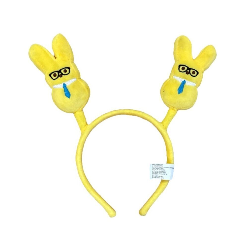 Peeps Soft Plush Yellow & Blue Cute Marshmallow Bunny Headband Easter Tie